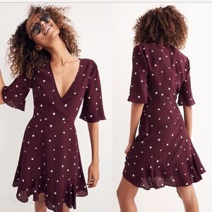 NEW Madewell silk star print flutter hem dress